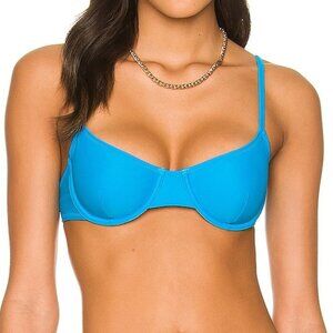 SOLID & STRIPED Logan Bikini Top - Blue - Size Large